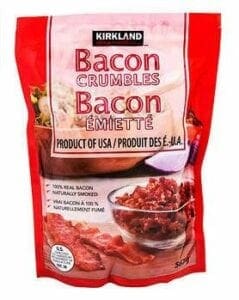 A bag of bacon crumbles is shown.