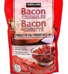 A bag of bacon crumbles is shown.