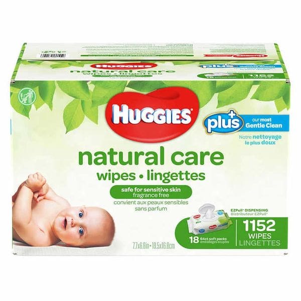 A box of huggies natural care wipes