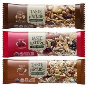 A variety of taste nature bars are shown.