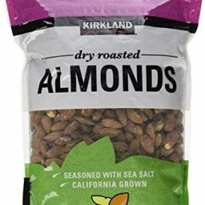 A bag of dry roasted almonds.