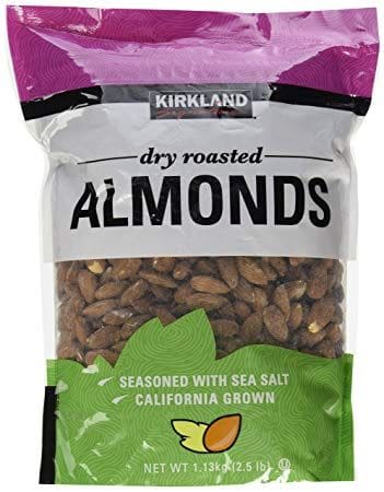 A bag of dry roasted almonds.