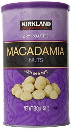 A can of macadamia nuts with sea salt.