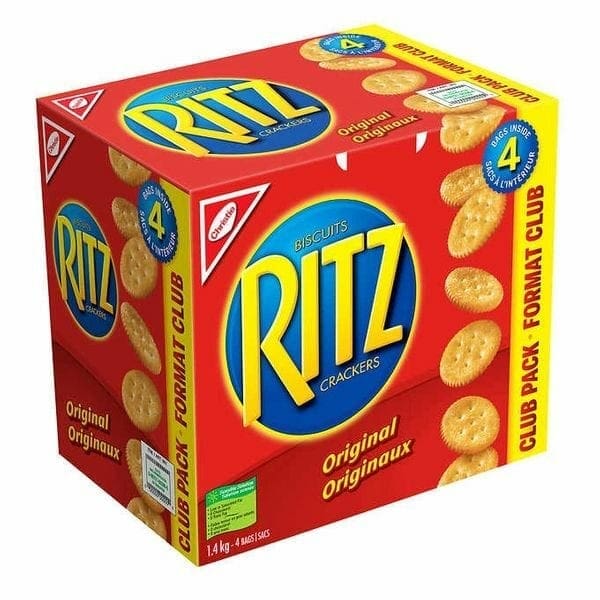 A box of ritz crackers on top of a table.