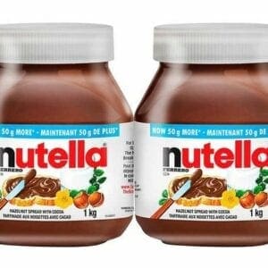 Two jars of nutella are shown in a photo.