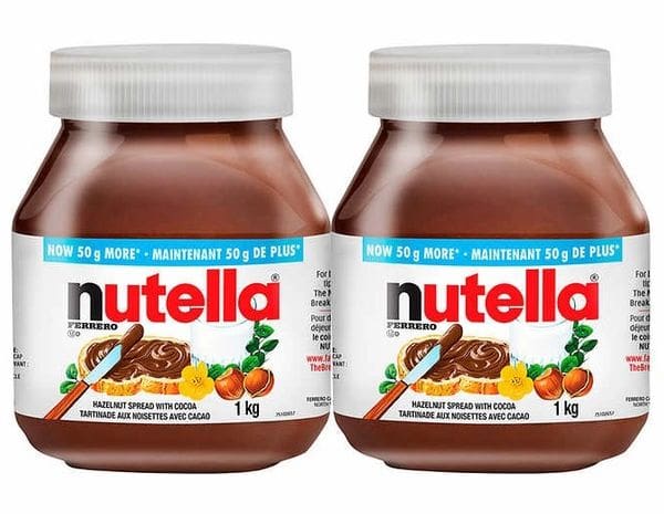Two jars of nutella are shown in a photo.