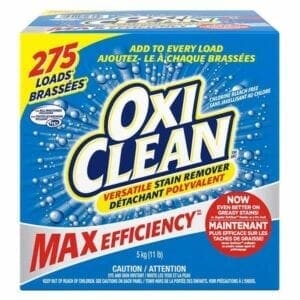 A box of oxiclean cleaning products.