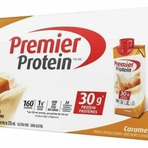 A box of premier protein caramel milk