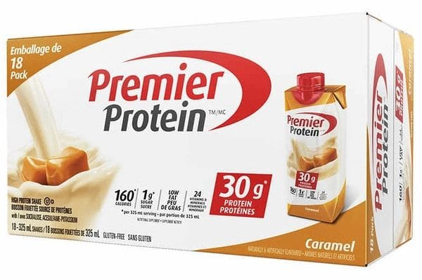A box of premier protein caramel milk