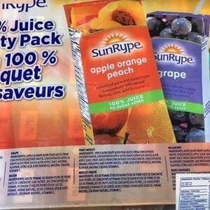 A close up of an advertisement for sunrype