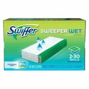 A box of swiffer sweeper wet wipes.