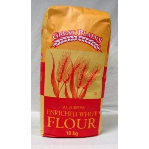 A bag of flour is shown with the words " enriched white flour ".