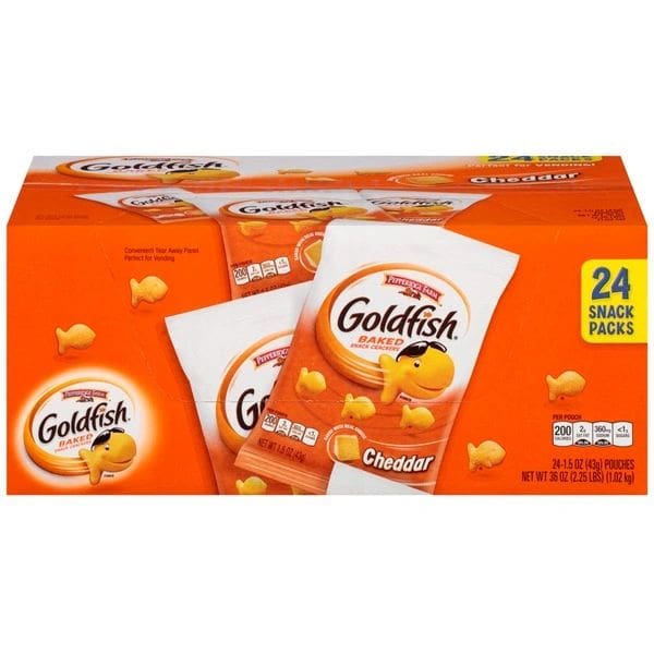 A box of goldfish crackers is shown.