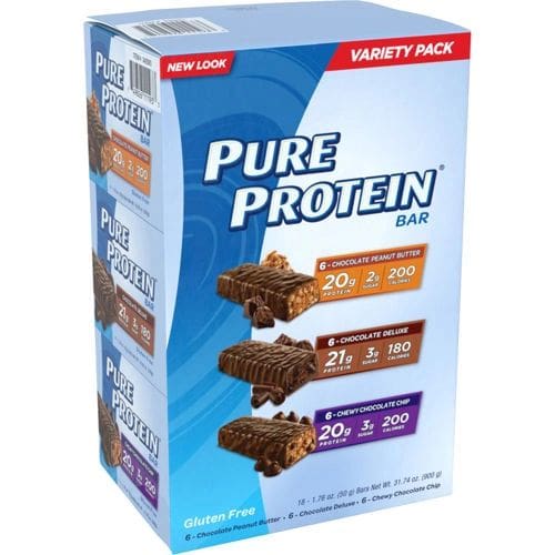 A box of pure protein bar variety pack