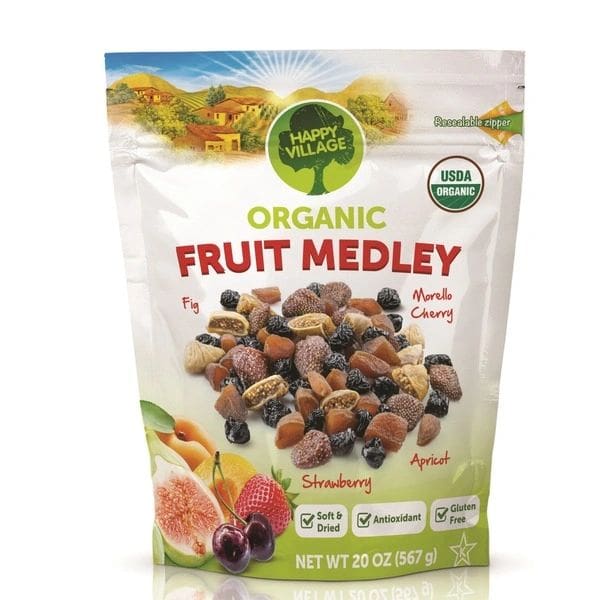 A bag of fruit medley is shown.