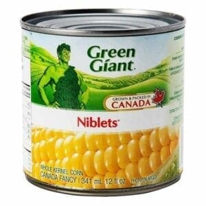 A can of corn on the cob is shown.