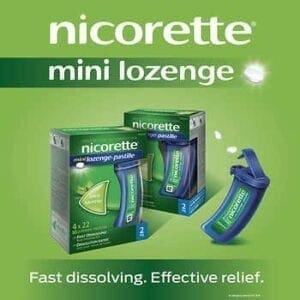 A box of nicorette mini lozenge is shown.