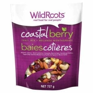 A bag of wild roots coastal berry trail mix.