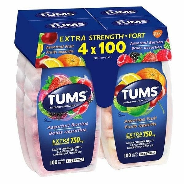 A package of tums extra strength for adults
