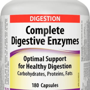 A bottle of digestive enzymes is shown.