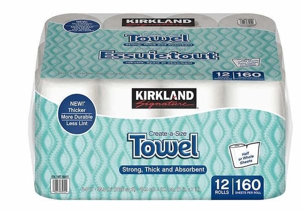 A box of kirkland signature towels