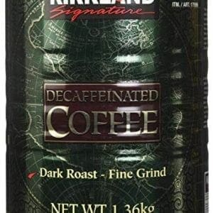 A can of kirkland coffee is shown.