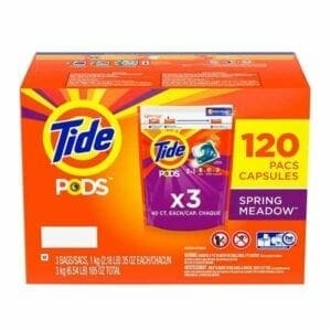 A box of tide pods with three packs in it.