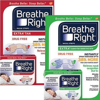 A package of breathe right nasal strips next to another pack.