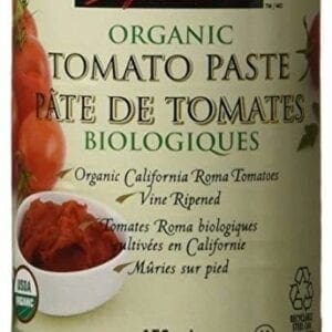 A can of organic tomato paste.