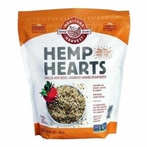 A bag of hemp hearts is shown.