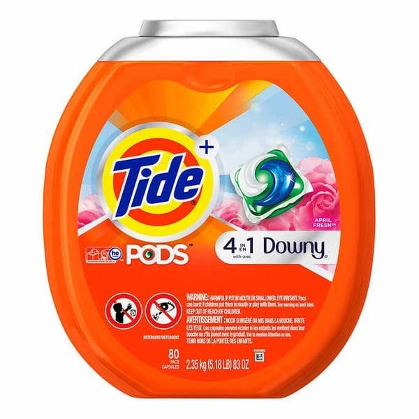 A tub of tide pods with a wave design.