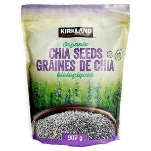 A bag of chia seeds is shown.
