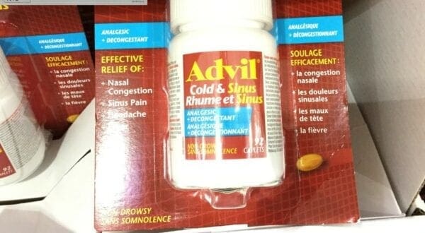 A package of advil cold and sinus tablets.