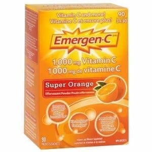 A box of vitamin c and orange juice.