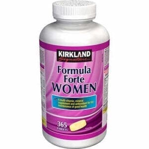 A bottle of kirkland formula forte women