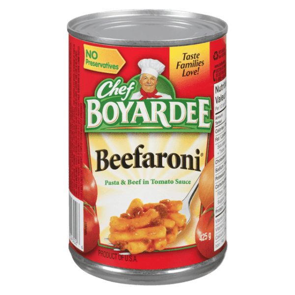 A can of chef boyardee beefaroni.