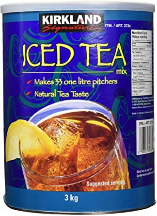 A can of iced tea mix is shown.