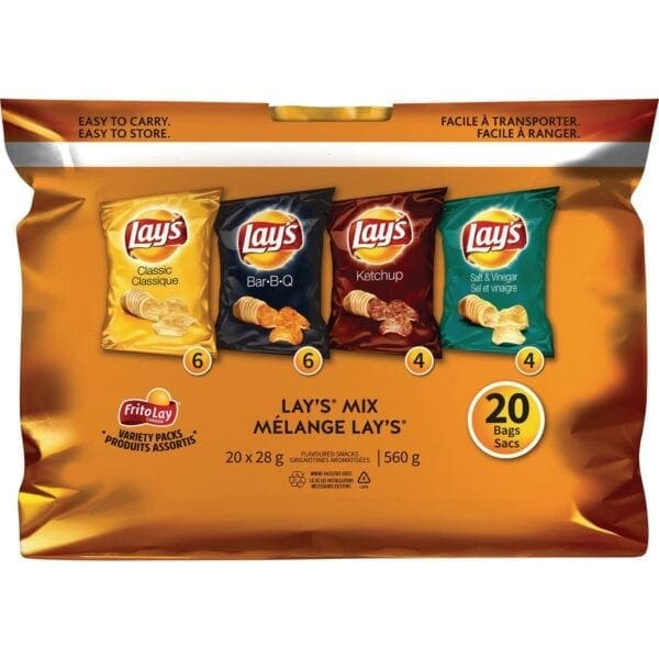 Lays potato chips variety pack, 2 0 count
