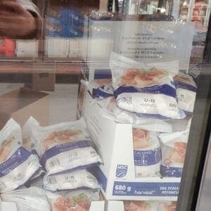 A window display of food in boxes