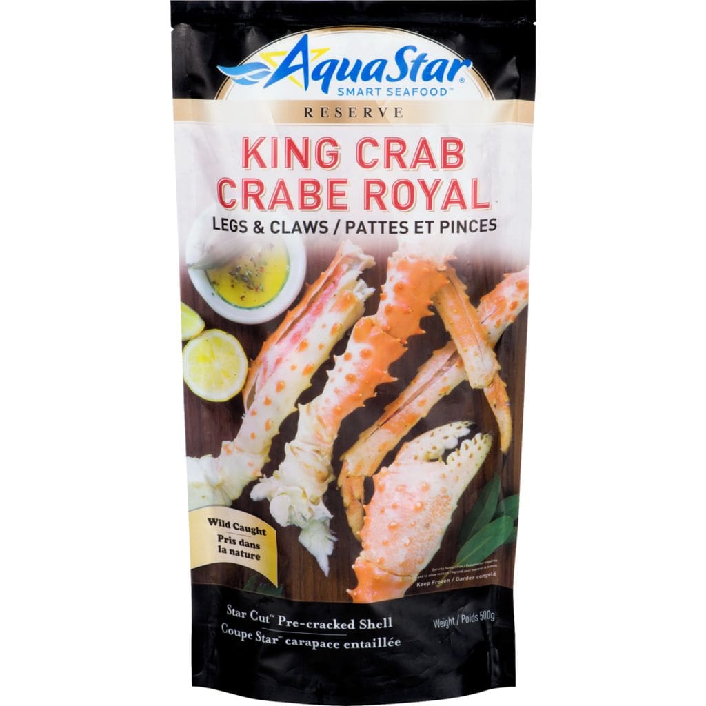 A bag of king crab in the packaging.