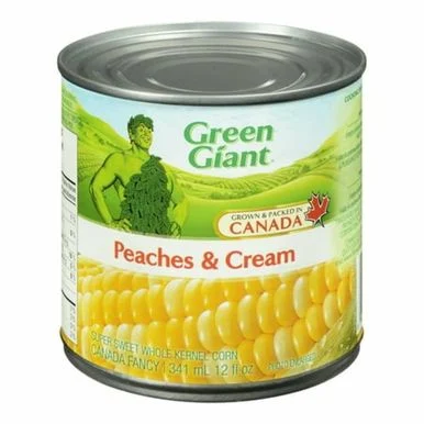 A can of Green Giant Peaches & Cream Corn.