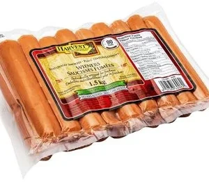 A package of Harvest Naturally Smoked Wieners on a white background.