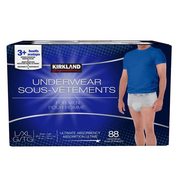 A box of Kirkland Signature Men's Protective Underwear sous-vetements.