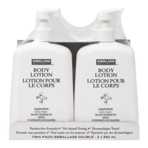 Two bottles of Kirkland Signature Body Lotion in a package.