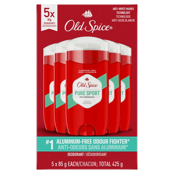 Old Spice High Endurance Pure Sport antiperspirant deodorant.