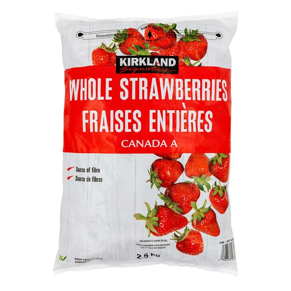Kirkland Signature Frozen Whole Strawberries entrees.