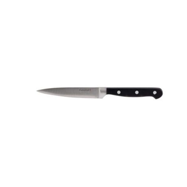A Cuisinart 5.5" TRC-HSUC Serrated Utility Knife with a black handle on a white background.
