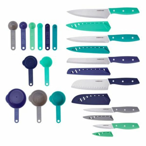 A Farberware Soft Grip Knife Set on a white background.