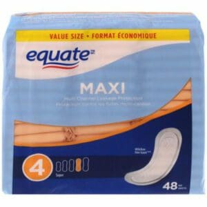 Equate Super Maxi Pads 4 pack of disposable diapers.
