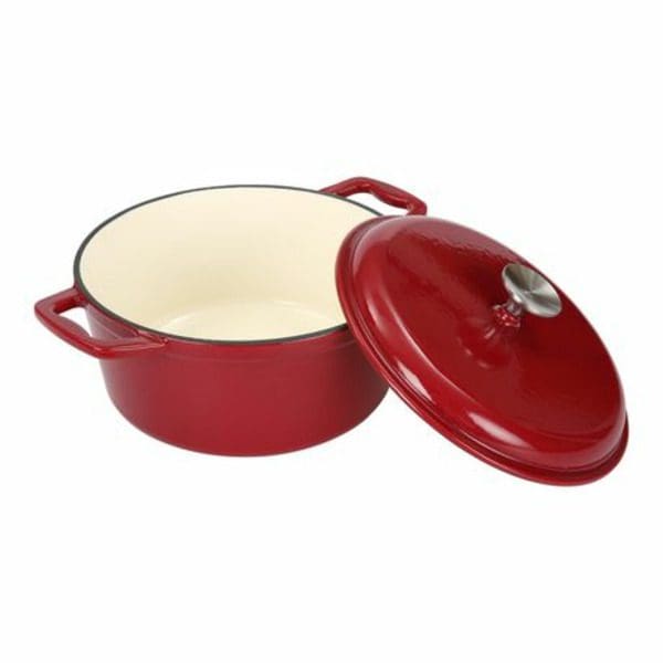 A HomeTrends 4.5L Cast Iron Dutch Oven With Lid.
